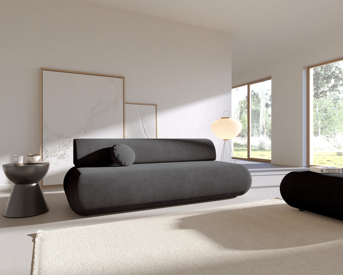 Canapé convertible 3 places Armone en chenille graphite