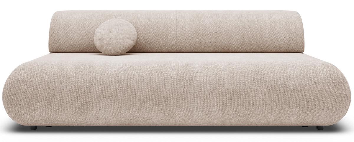 Dreisitziges ausklappbares Sofa Armone in hellbeigem Chenille-Stoff
