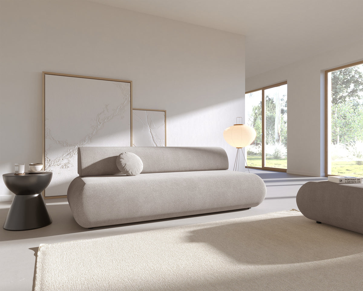 Dreisitziges ausklappbares Sofa Armone in Hellgrau Chenille