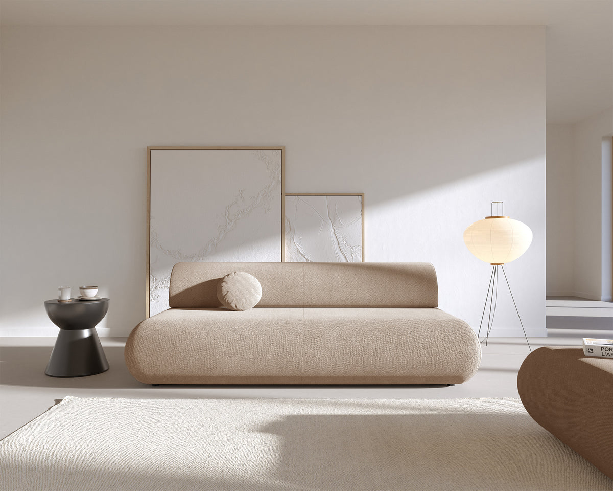 Dreisitziges ausklappbares Sofa Armone in Beige, Chenille