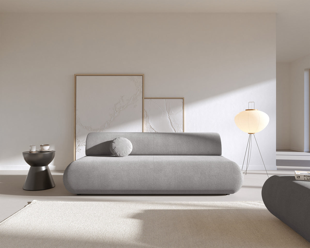 Dreisitziges ausklappbares Sofa Armone in grauem Chenille