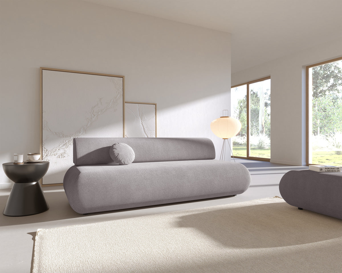 Dreisitziges ausklappbares Sofa Armone in grauem Chenille