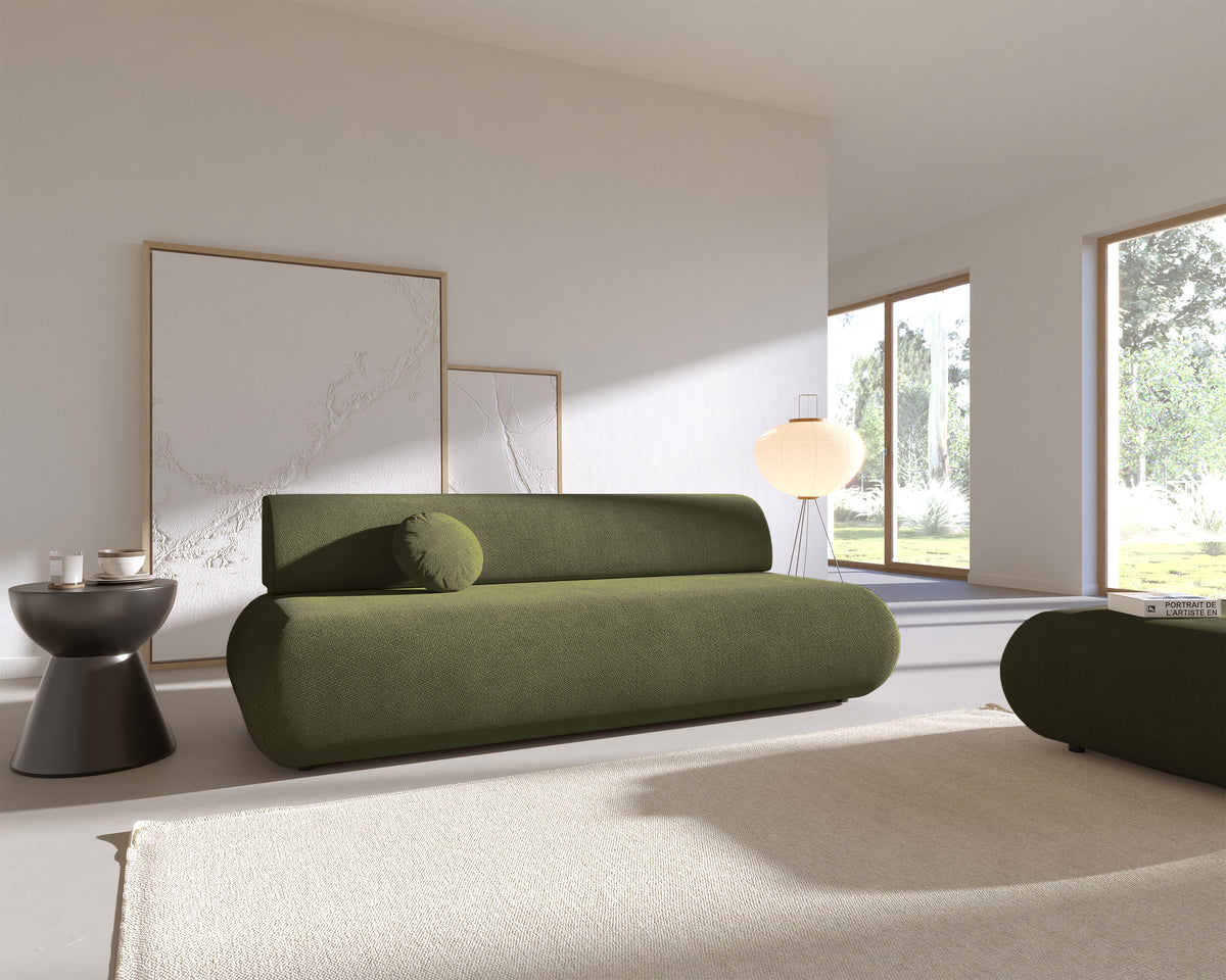 Drei-Sitzer-Schlafsofa Armone in Olivgrün Chenille