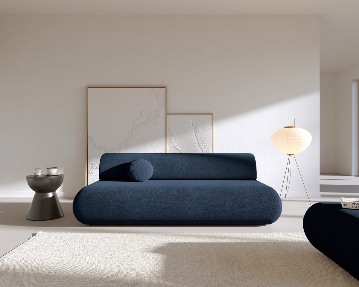 Canapé convertible 3 places Armone en chenille bleu marine