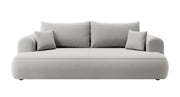 Canapé convertible 3 places Ovo avec rangement, velours gris en tissu facile à nettoyer