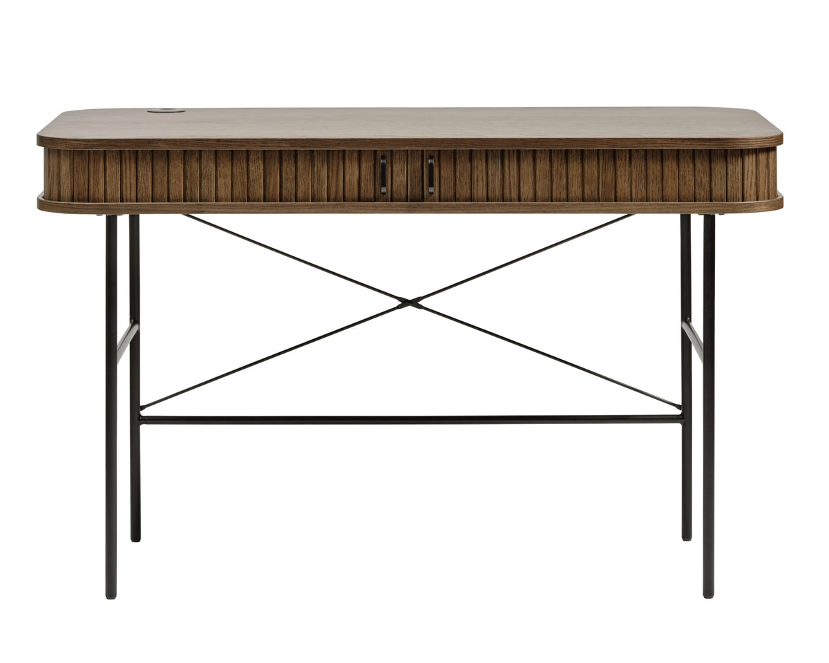 Schreibtisch Gativel 120x60 cm Lamellen in gebranntem Eichenholz