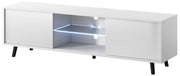 Meuble TV Lefyr 140 cm Blanc mat / Blanc brillant