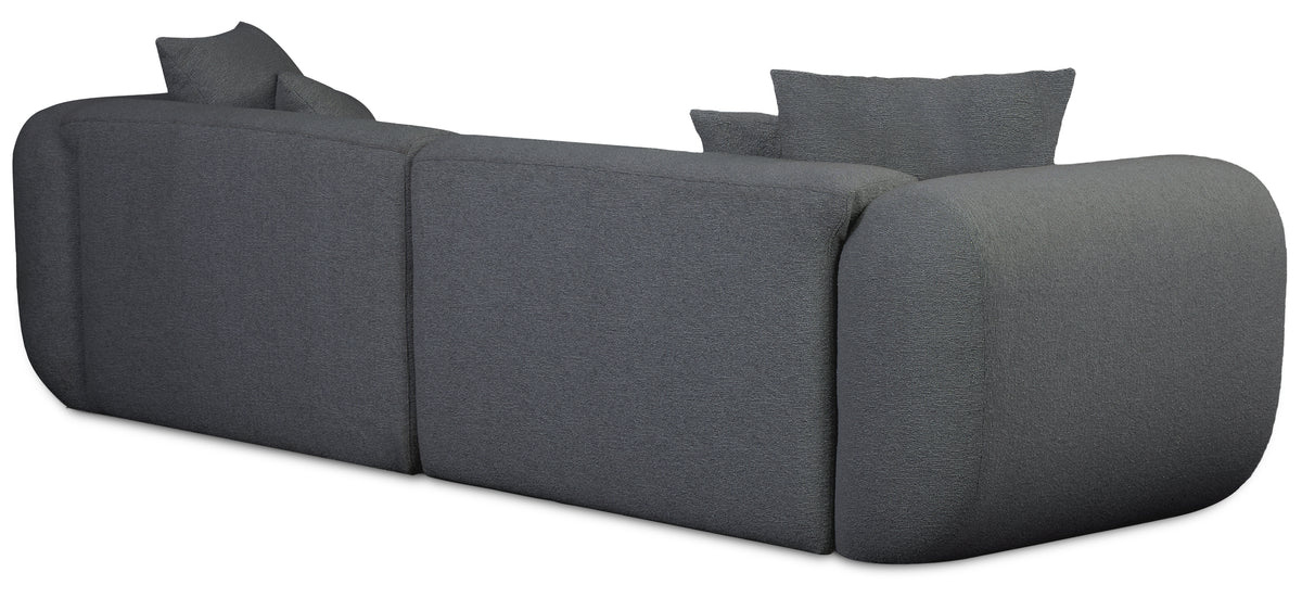 Modulares Ecksofa Baomi L-förmig mit linksseitigem Hocker, dunkelgrauer Chenille-Stoff