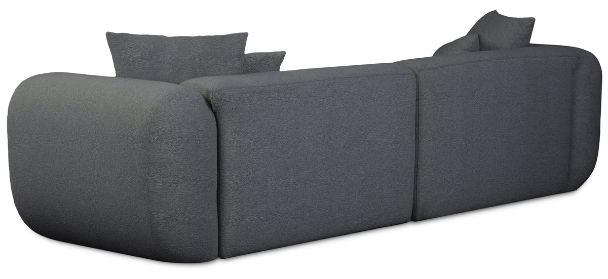 Canapé d'angle modulable Baomi en L, côté gauche, en chenille gris foncé