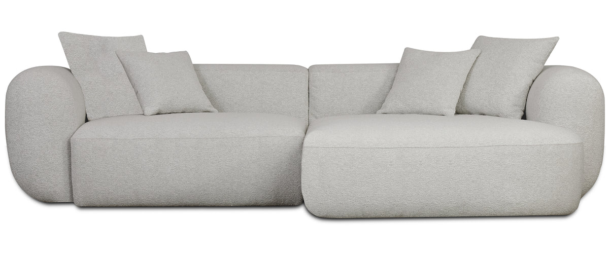 Modulares Ecksofa Baomi, L-förmig, rechtsseitig, hellgrauer Chenille-Stoff
