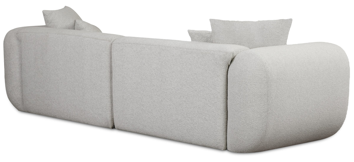 Modulares Ecksofa Baomi, L-förmig, rechtsseitig, hellgrauer Chenille-Stoff
