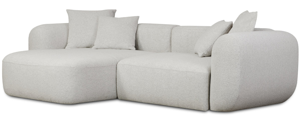 Modulares Ecksofa Baomi, L-förmig, linksseitig, hellgrauer Chenille-Stoff
