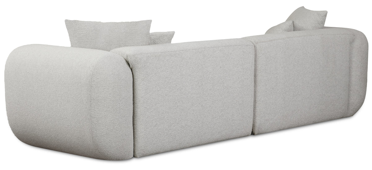 Modulares Ecksofa Baomi, L-förmig, linksseitig, hellgrauer Chenille-Stoff