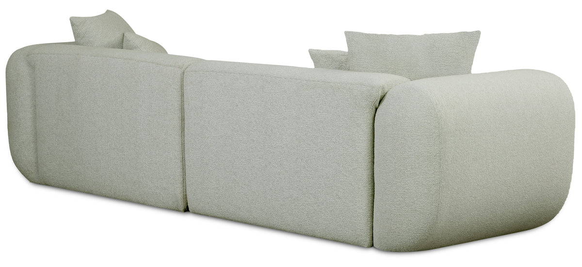 Modulares Ecksofa Baomi, L-förmig, mit Pouf, rechtsseitig, Salbeigrün, Chenille