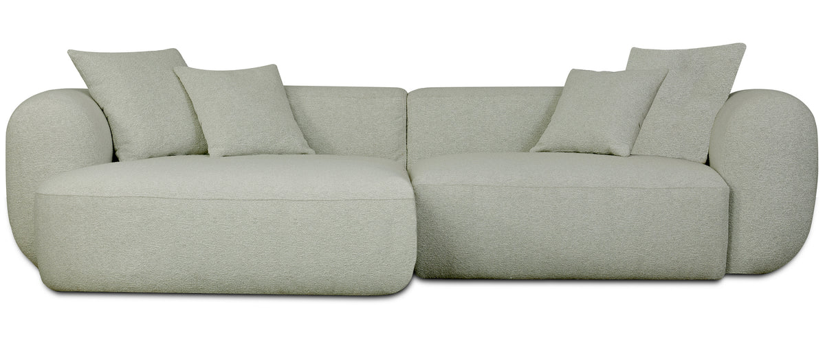 Canapé d'angle modulable Baomi en forme de L, côté gauche, velours chiné sauge
