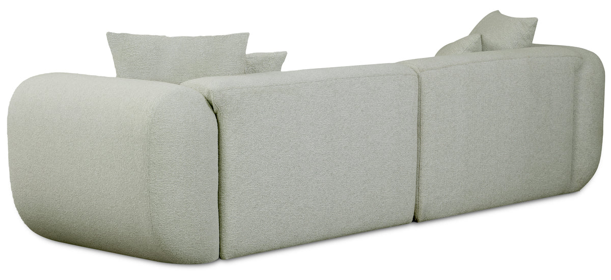 Modulare Eckcouch Baomi, L-förmig, linksseitig, Salbeigrün, Chenille