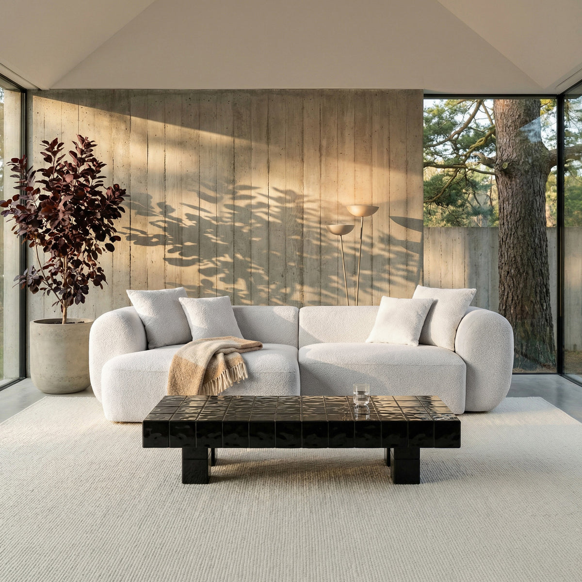 Modulare Eckcouch Baomi L-förmig linksseitig in grau-beige Chenille