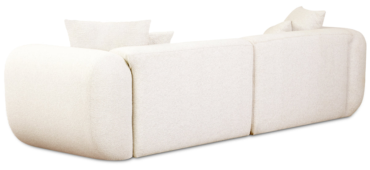 Canapé d'angle modulable Baomi en forme de L, côté gauche, en tissu chenille crème