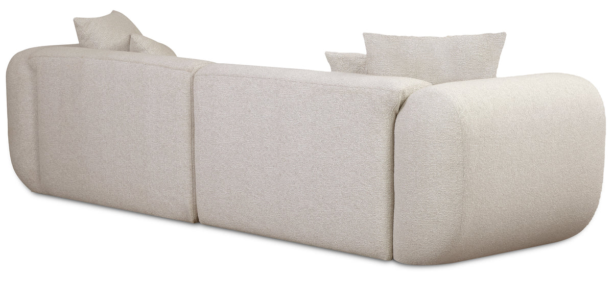 Modulares Ecksofa Baomi L-förmig mit Hocker, linksseitig, hellbeige Chenille