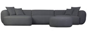 Canapé d'angle modulaire Baomi grand en L avec pouf, côté gauche, tissu chenille gris foncé