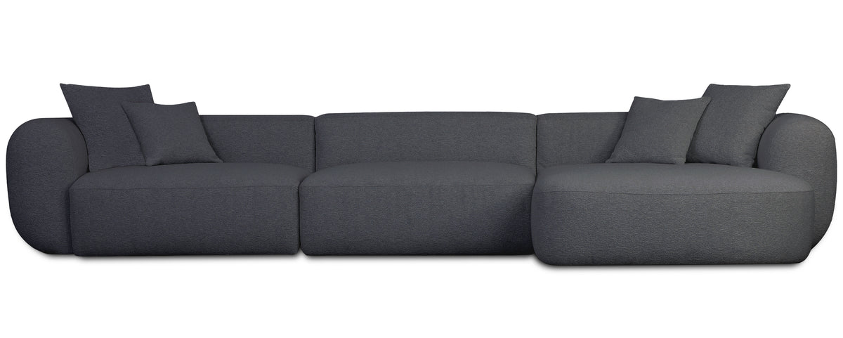 Modulares Ecksofa Baomi, groß, L-förmig, rechtsseitig, dunkelgrauer Chenille-Bezug