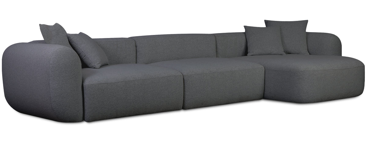 Modulares Ecksofa Baomi, groß, L-förmig, rechtsseitig, dunkelgrauer Chenille-Bezug