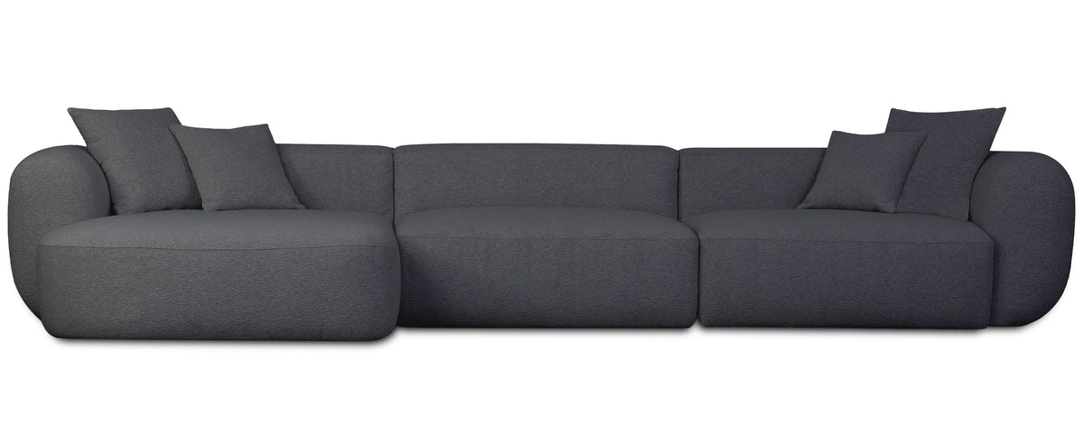 Modulares Ecksofa Baomi L-förmig groß, linksseitig, dunkelgrauer Chenille-Stoff