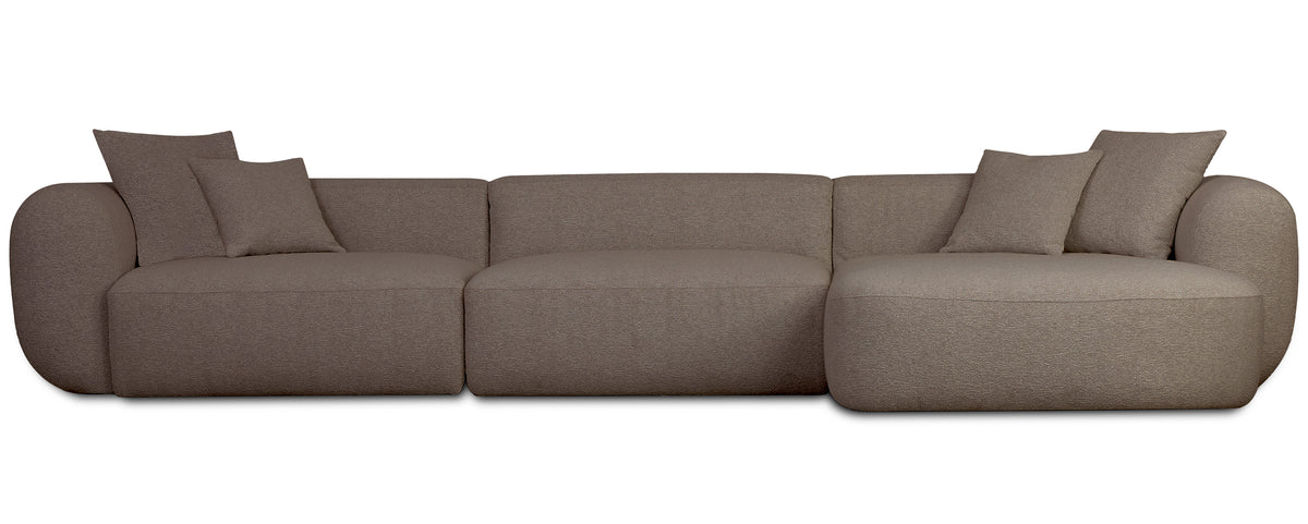 Modulares Ecksofa Baomi, großes L-förmiges, rechtsseitiges Modell, hellbraunes Chenille