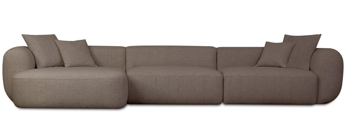 Modulares Ecksofa Baomi, groß, L-förmig, links, hellbraunes Chenille