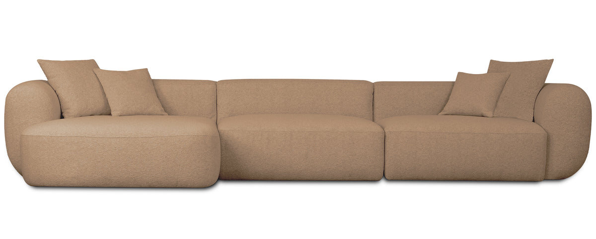 Modulares Ecksofa Baomi, groß, L-förmig, linksseitig, senfgelb, Chenille