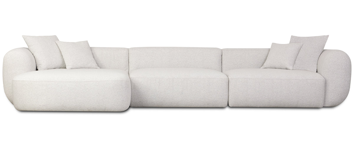 Canapé d'angle modulable Baomi grand en L, côté gauche, en chenille gris-beige