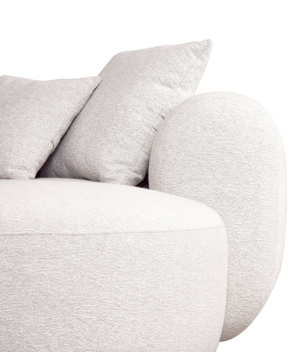 Modulares Ecksofa Baomi, großes L-förmiges, mit Pouf, rechtsseitig, grau-beige Chenille