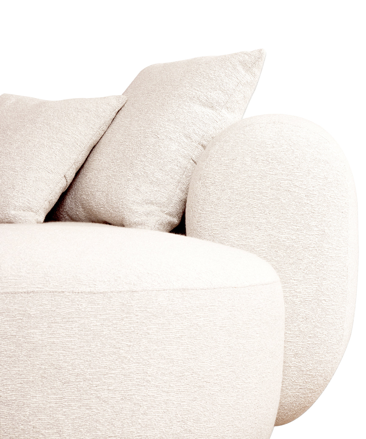 Modulares Ecksofa Baomi, großes L-förmiges linksseitiges Modell mit Hocker, cremefarbener Chenille-Bezug