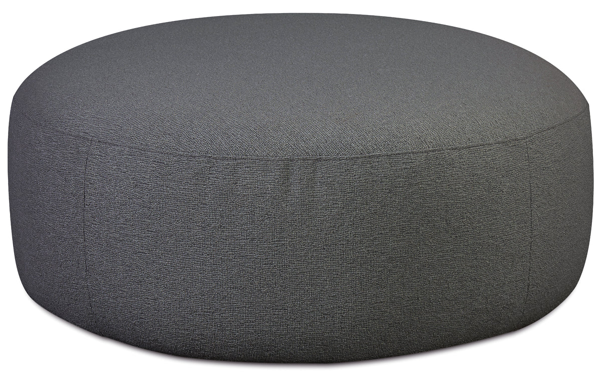 Modulares Ecksofa Baomi L-förmig mit linksseitigem Hocker, dunkelgrauer Chenille-Stoff