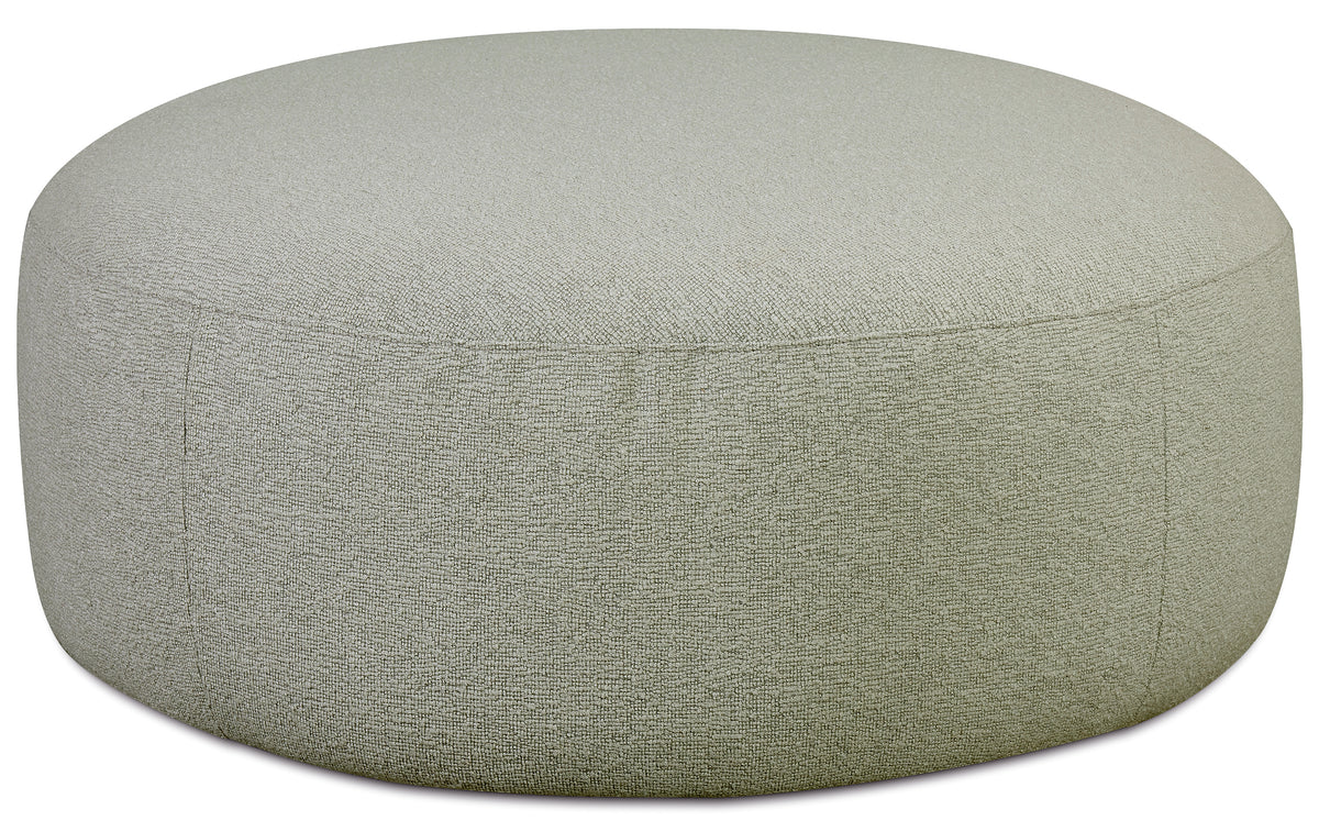 Modulares Ecksofa Baomi, L-förmig, mit Pouf, rechtsseitig, Salbeigrün, Chenille