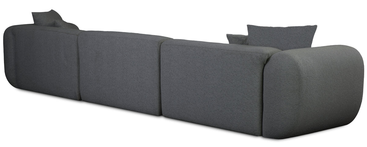 Modulares Ecksofa Baomi L-förmig groß, linksseitig, dunkelgrauer Chenille-Stoff