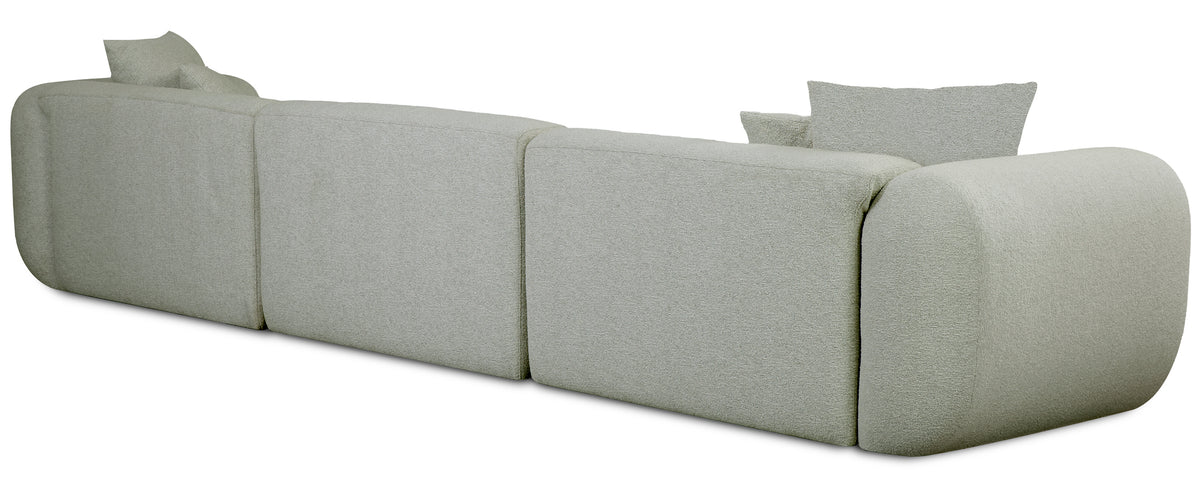 Modulares Ecksofa Baomi, großes L-förmiges, rechtsseitiges Modell, Salbeigrün Chenille