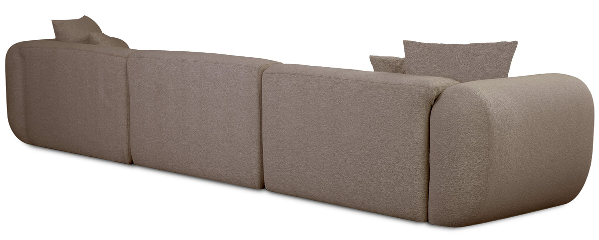 Modulares Ecksofa Baomi, großes L-förmiges, rechtsseitiges Modell, hellbraunes Chenille