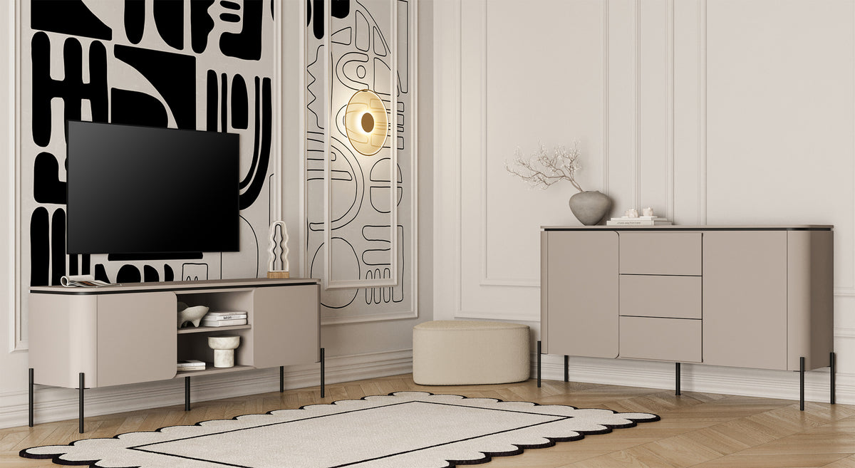 Commode 2 portes Calderis avec 3 tiroirs 163 cm congo