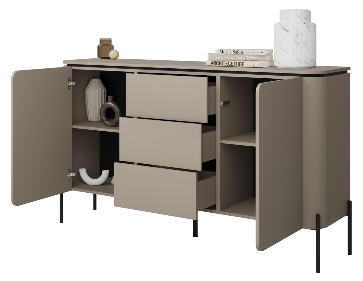 Commode 2 portes Calderis avec 3 tiroirs 163 cm congo