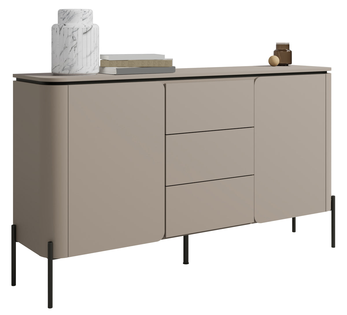 Commode 2 portes Calderis avec 3 tiroirs 163 cm congo