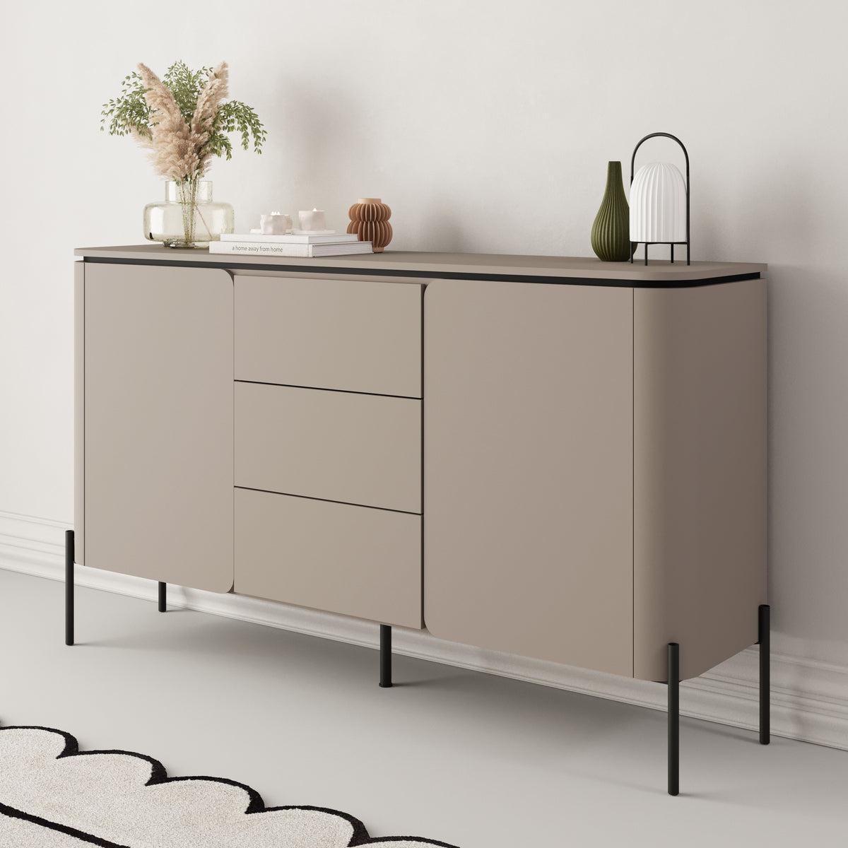 Commode 2 portes Calderis avec 3 tiroirs 163 cm congo