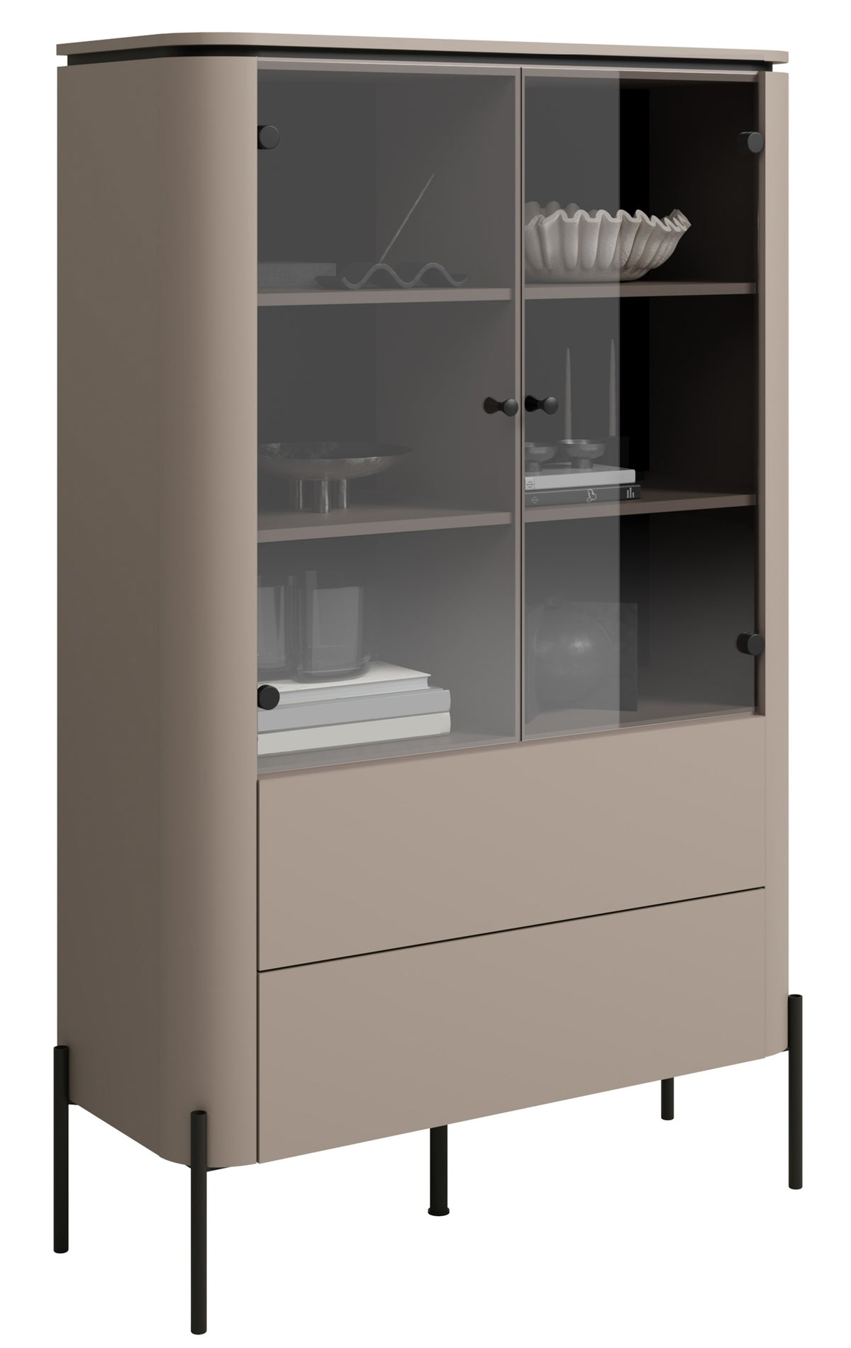 Vitrine deux portes Calderis avec deux tiroirs 98 cm congo