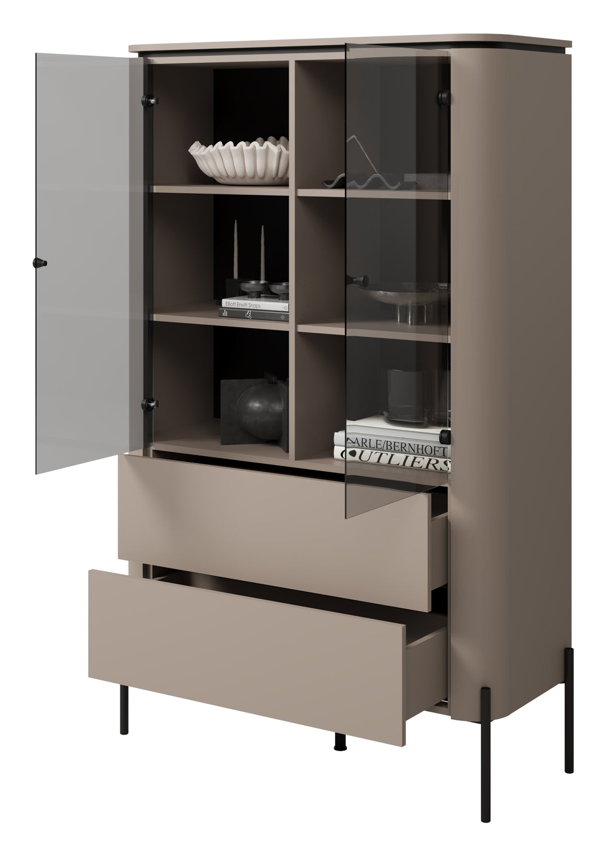 Vitrine deux portes Calderis avec deux tiroirs 98 cm congo