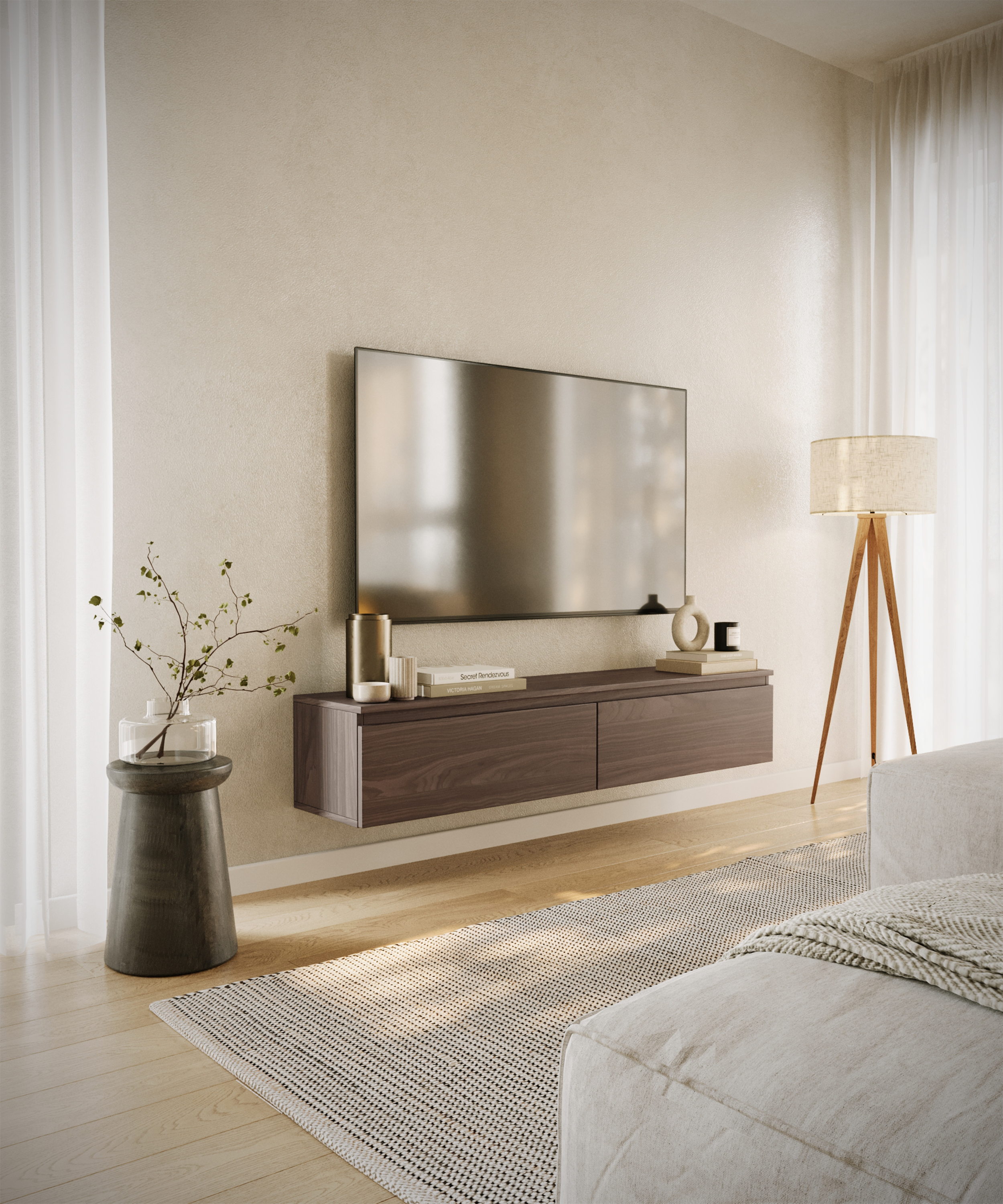 Hängender RTV-Schrank Bemmi 150 cm Wisconsin-Nussbaum