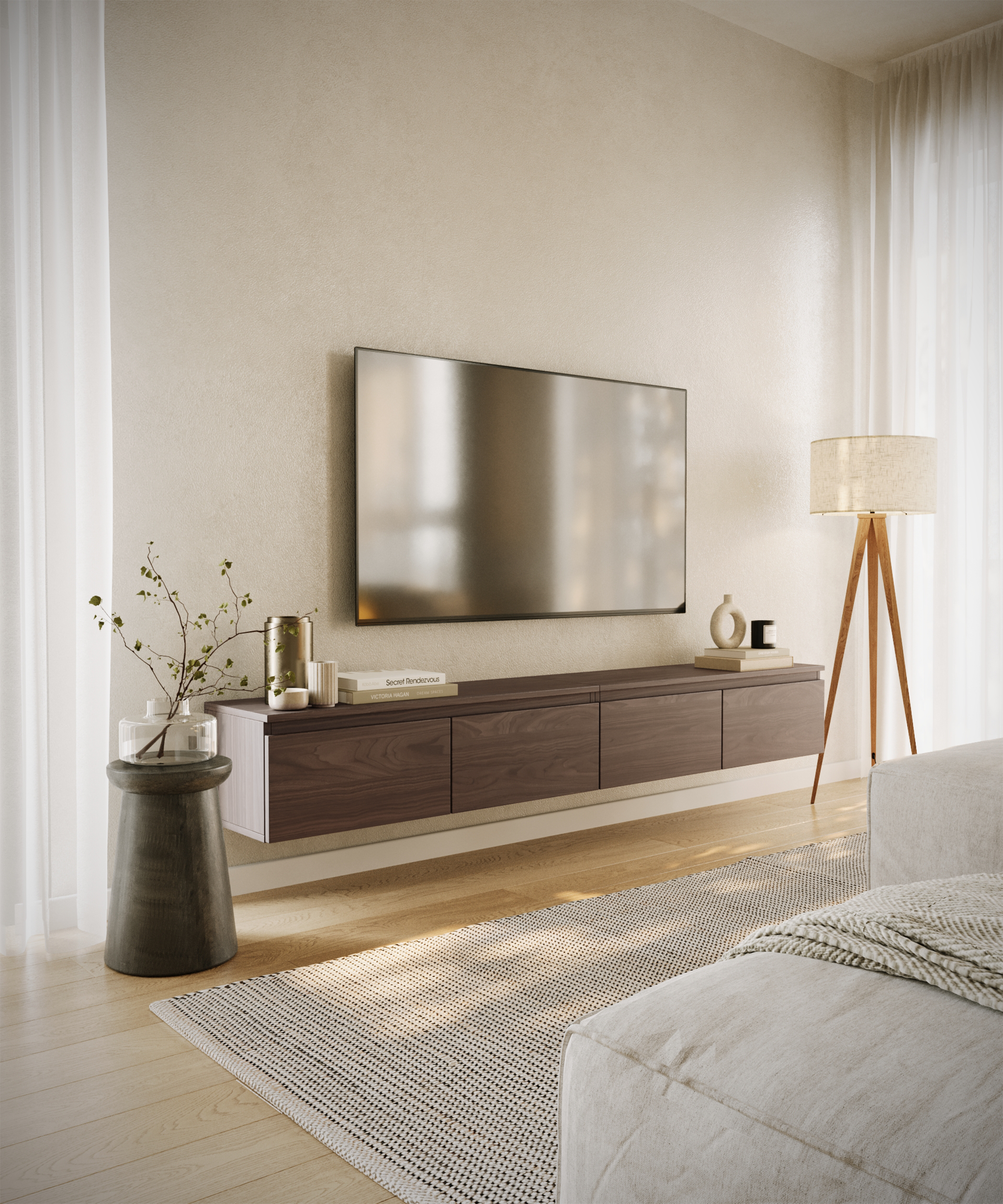 Hängender TV-Schrank Bemmi 200 cm Wisconsin-Nussbaum