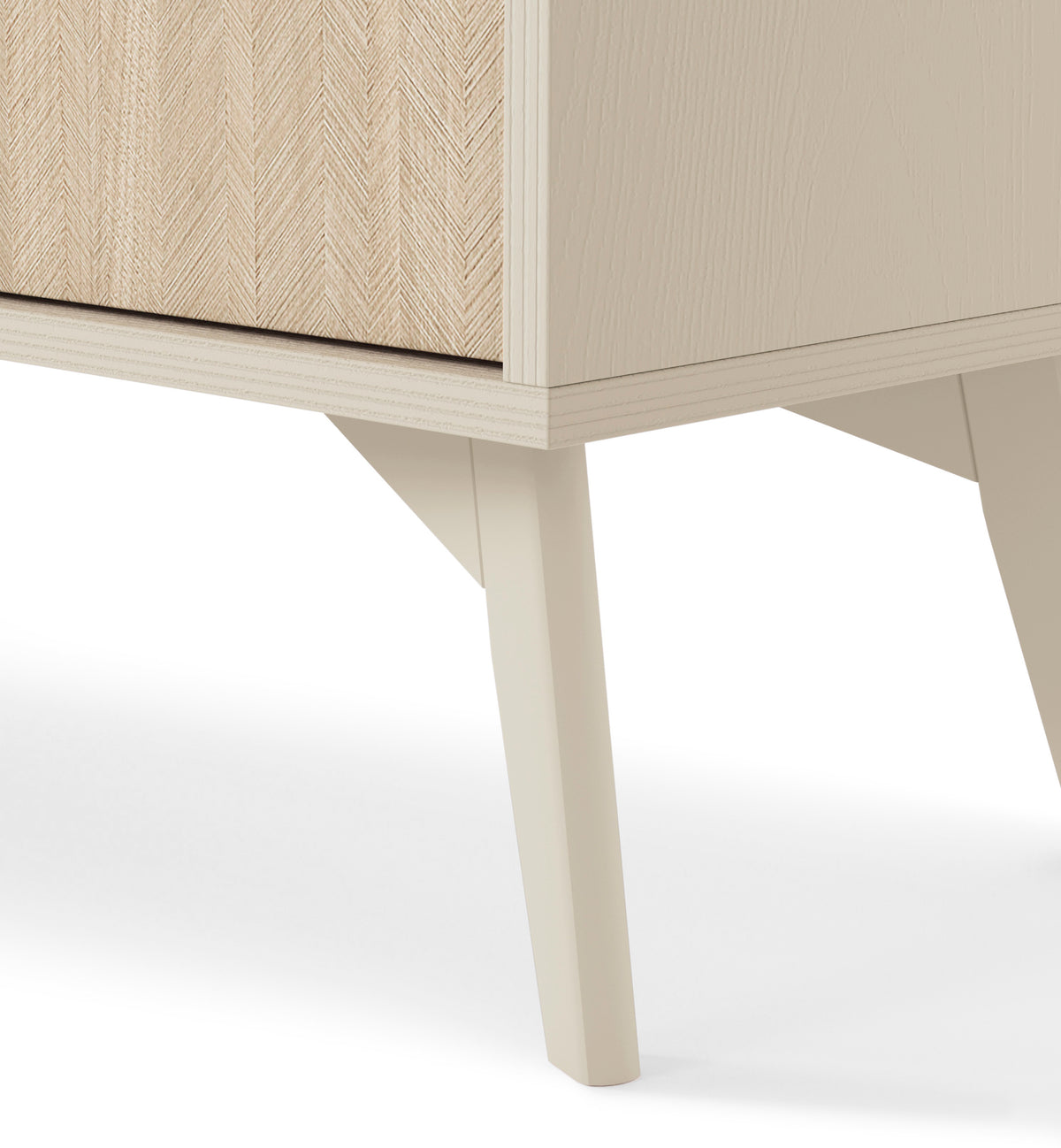 Commode Favoria 2 portes avec tiroirs 158 cm beige/motif chevron scandi avec poignées dorées