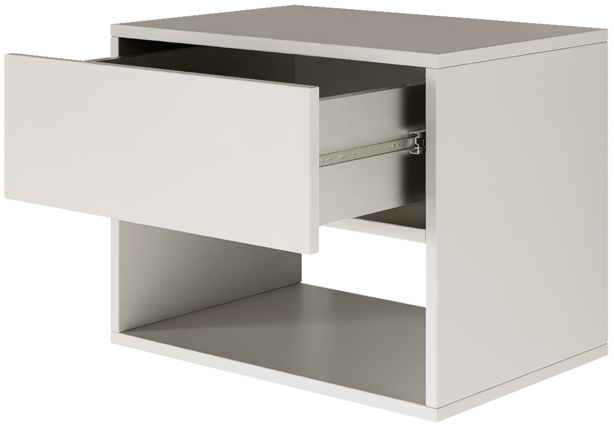 Table de chevet Framme suspendue avec tiroir et niche 50 cm blanche