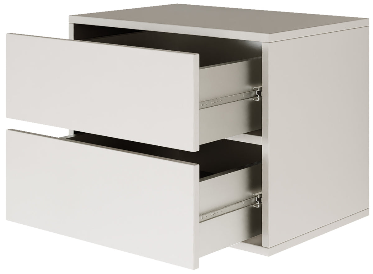 Table de chevet Framme suspendue avec deux tiroirs 50 cm blanche