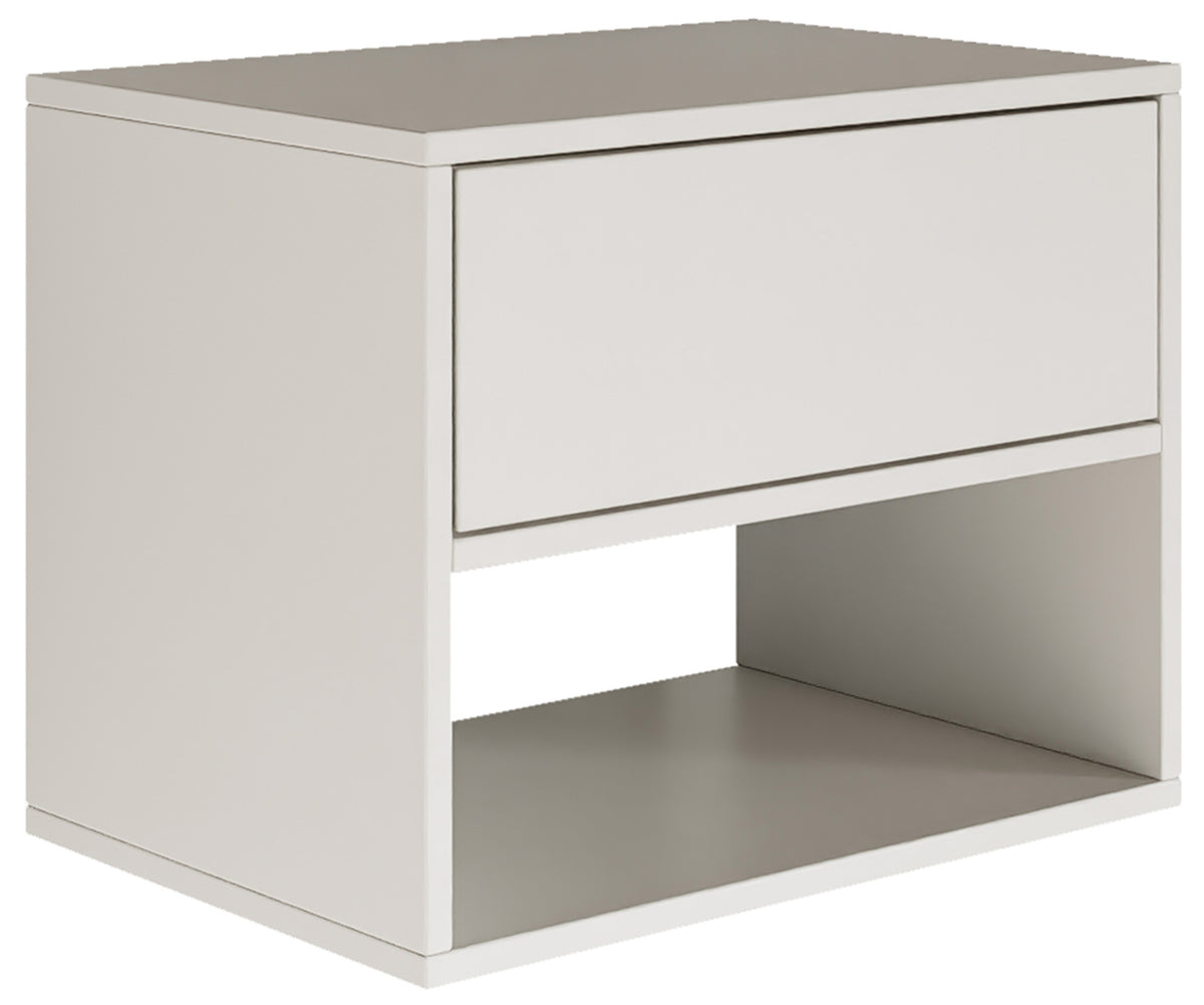 Table de chevet Framme suspendue avec tiroir et niche 50 cm blanche